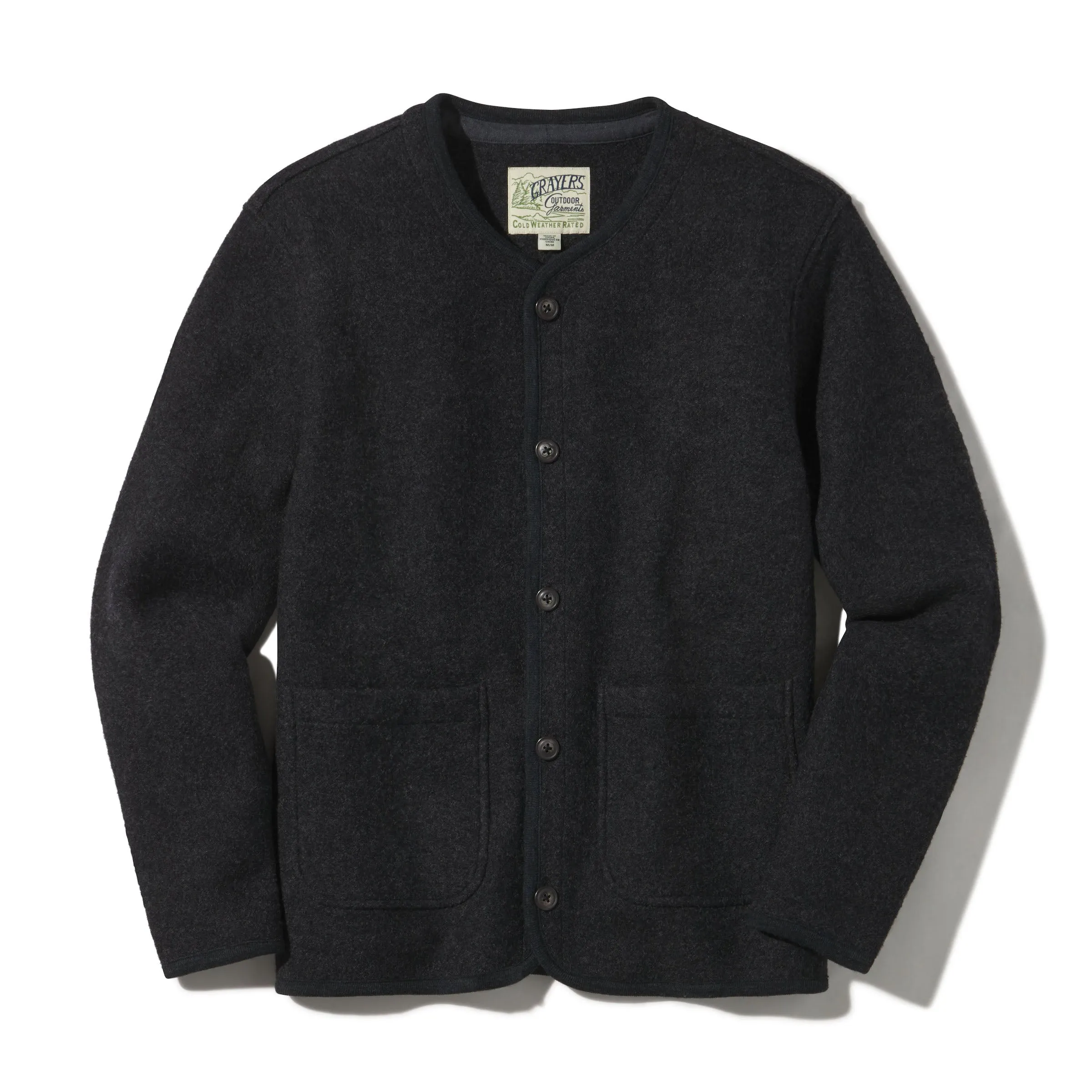 Charcoal Gray Burnham Jacket - Knitted Boiled Wool Liner for Warmth