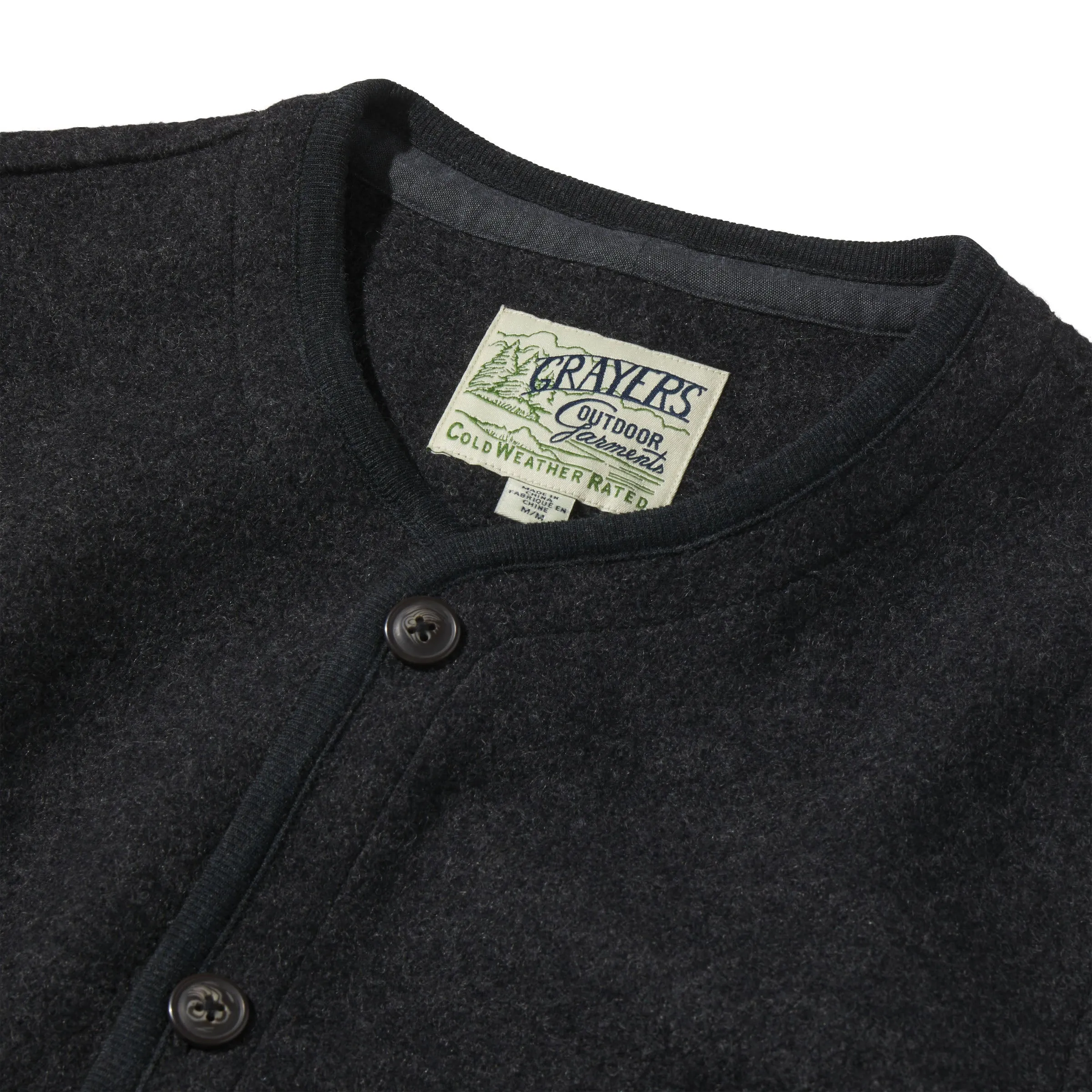 Charcoal Gray Burnham Jacket - Knitted Boiled Wool Liner for Warmth