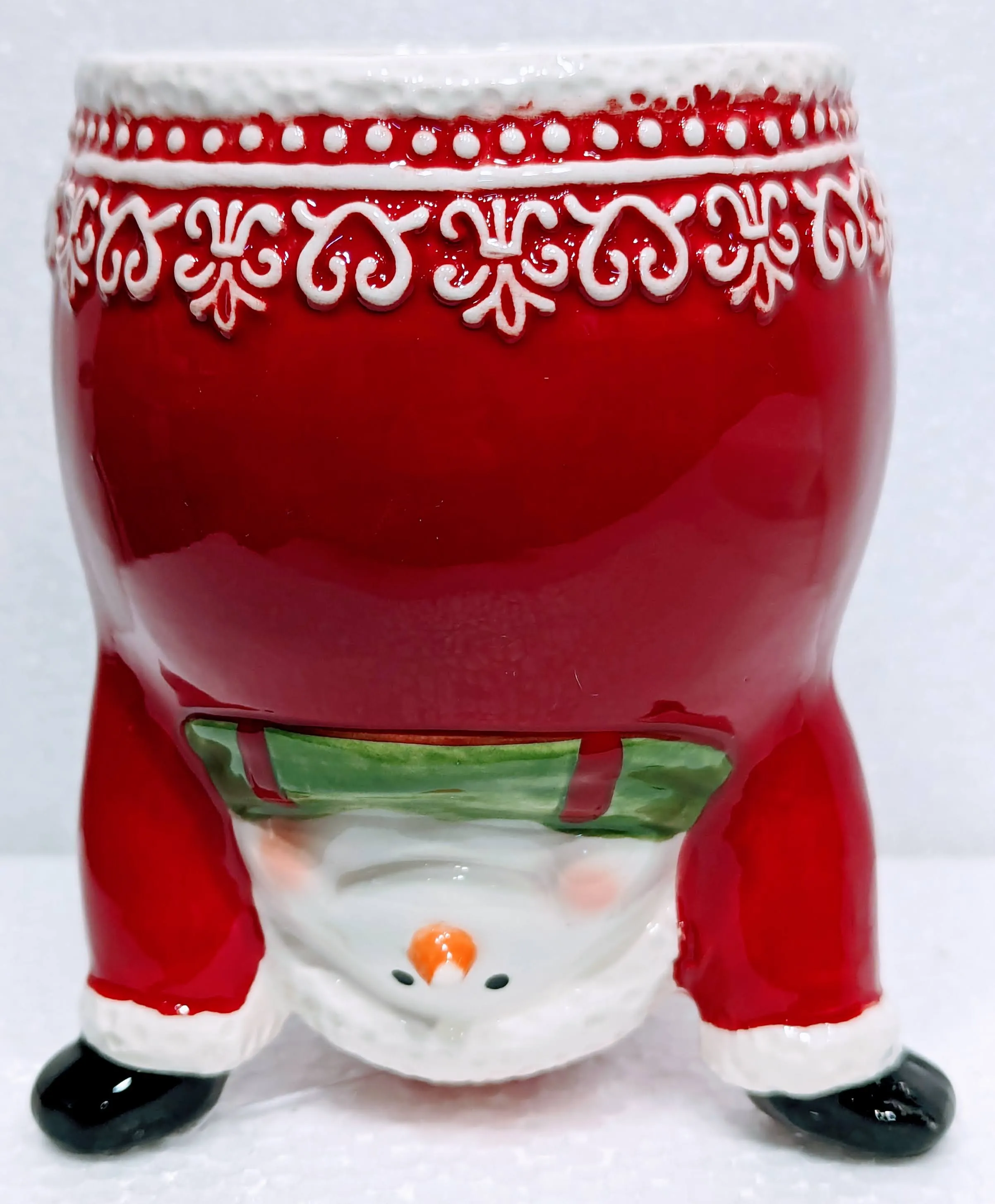 Ceramic Upside Down Red Snowman  Mug