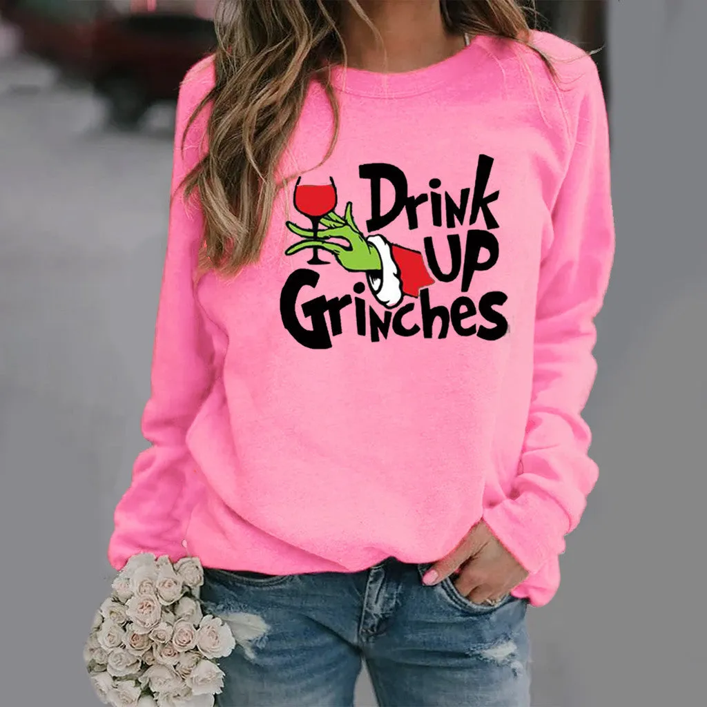 Christmas print long-sleeved round neck sweater women