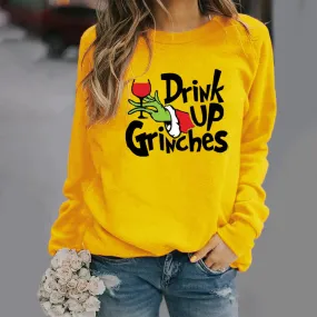 Christmas print long-sleeved round neck sweater women