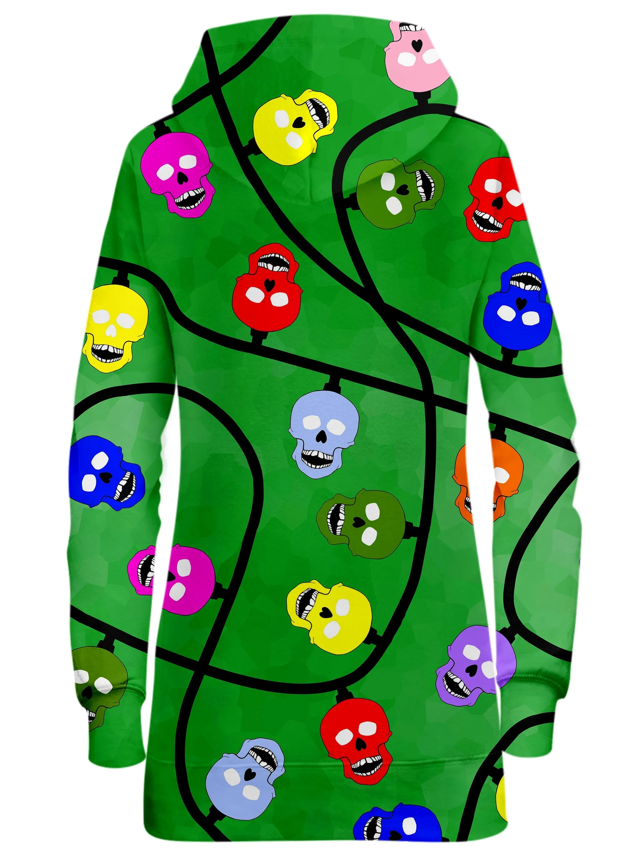 Christmas Skulls Green Hoodie Dress
