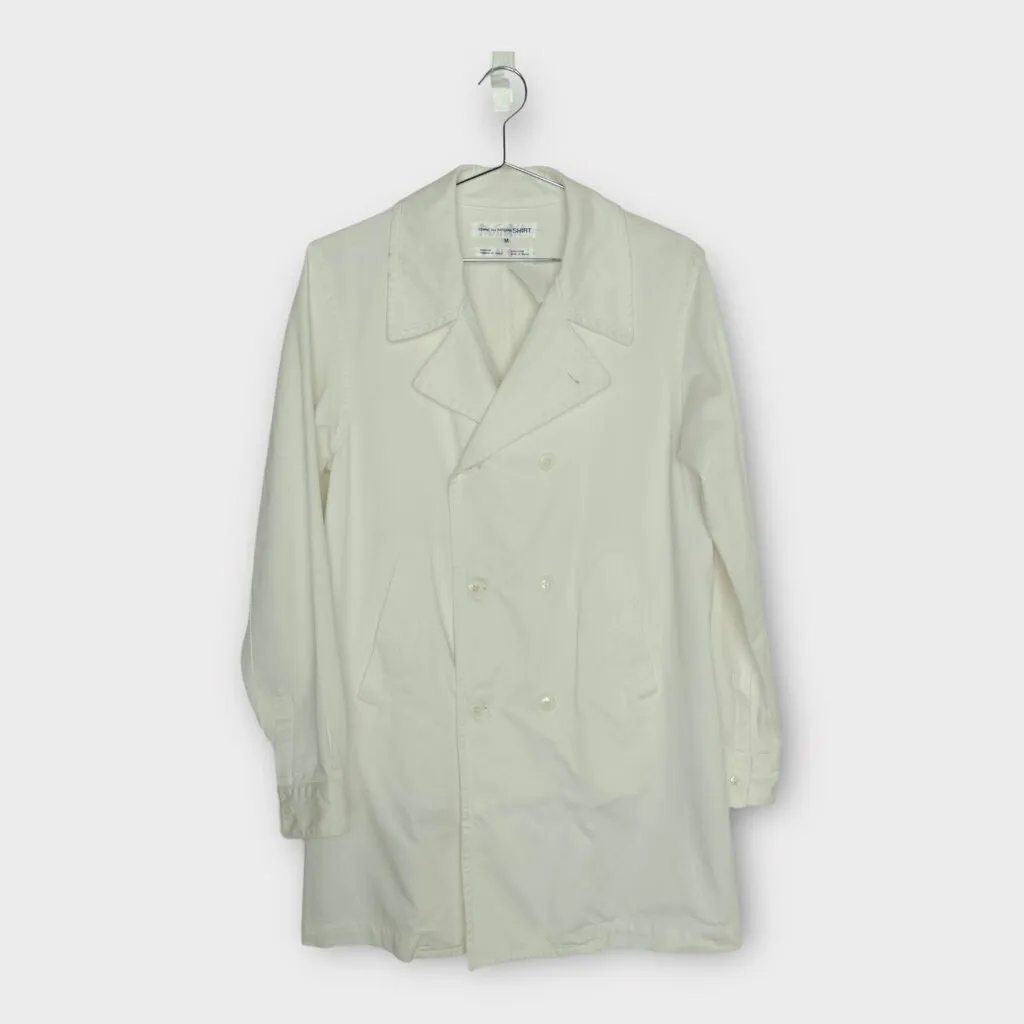 Comme Des Garcons SHIRT White Cotton Drill Short Trench