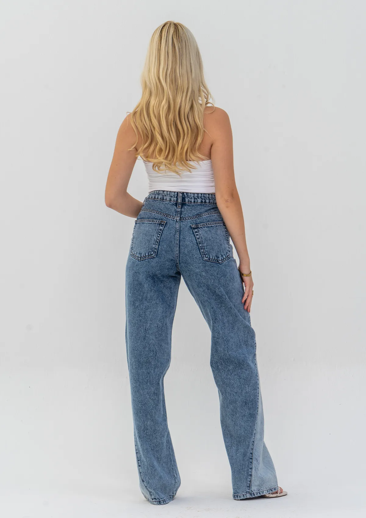 Contrast Colour Wide Leg Jeans