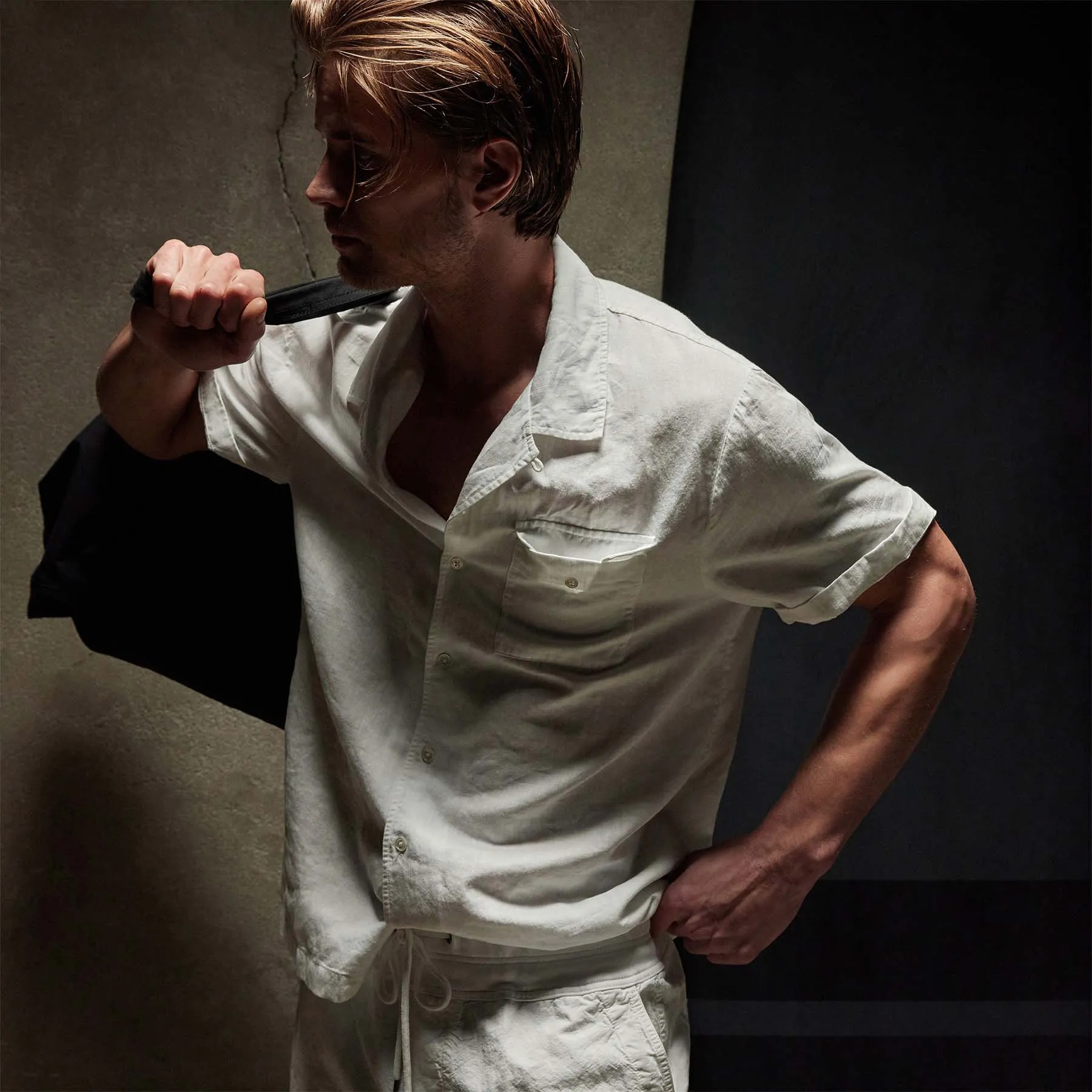 Cotton Linen Short Sleeve - White