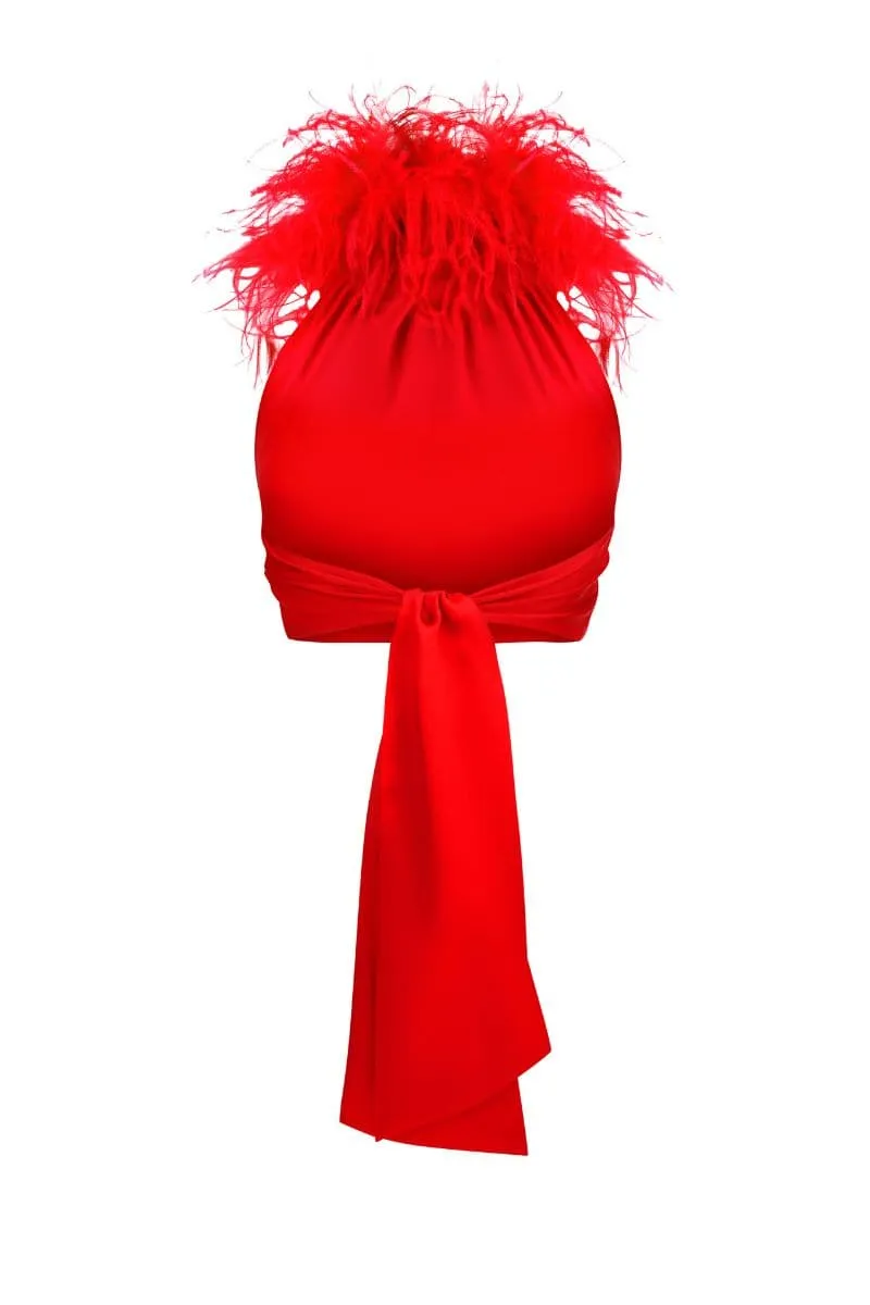 CULT MIA X NUÉ STUDIO KAIA TOP FEATHERS