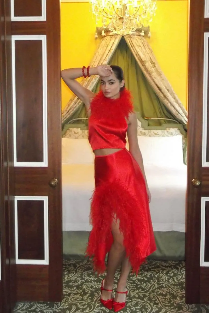 CULT MIA X NUÉ STUDIO KAIA TOP FEATHERS
