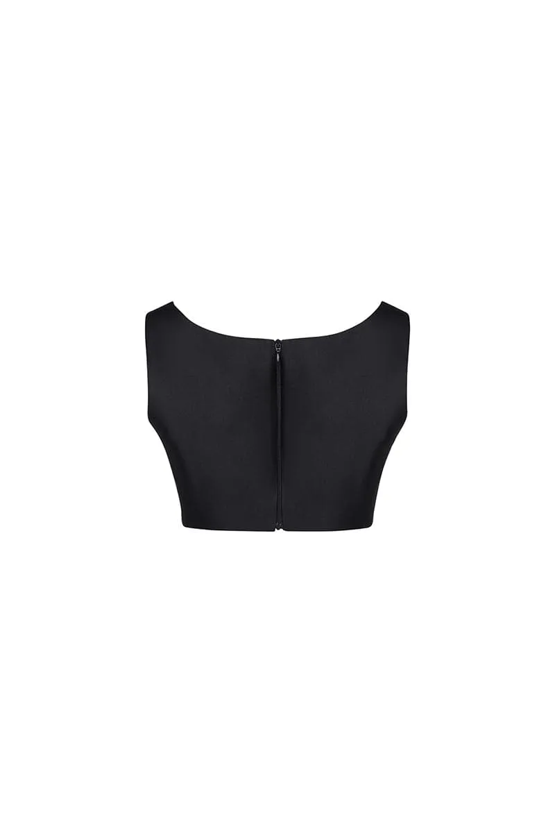 CUTOUT CRYSTAL-EMBELLISHED CROPPED TOP