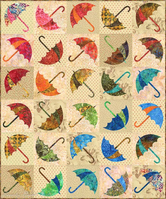 Dancing Umbrella Stencil by Edyta Sitar from Laundry Basket Quilts, LBQ-0344-T