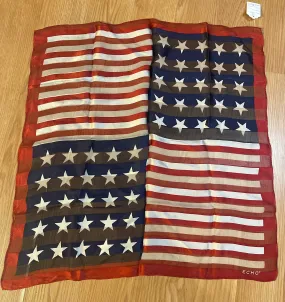 Designer,  Vintage Echo American Flag Silk scarf