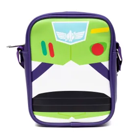 Disney Vegan Leather Cross Body Backpack for Men and Women with Adjustable Strap, Toy Story Buzz Lightyear Character Close Up Purple