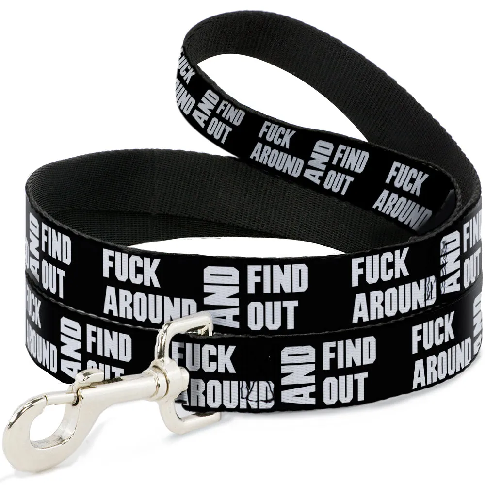 Dog Leash - FAFO FUCK AROUND AND FIND OUT Bold Black/White by Buckle-Down
