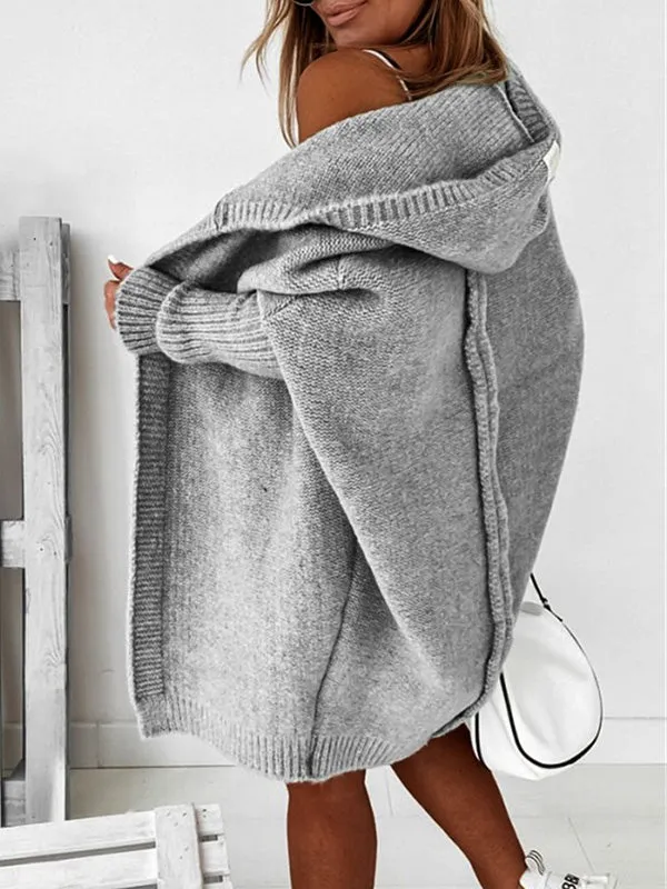 Dolman Sleeve Hooded Cardigan