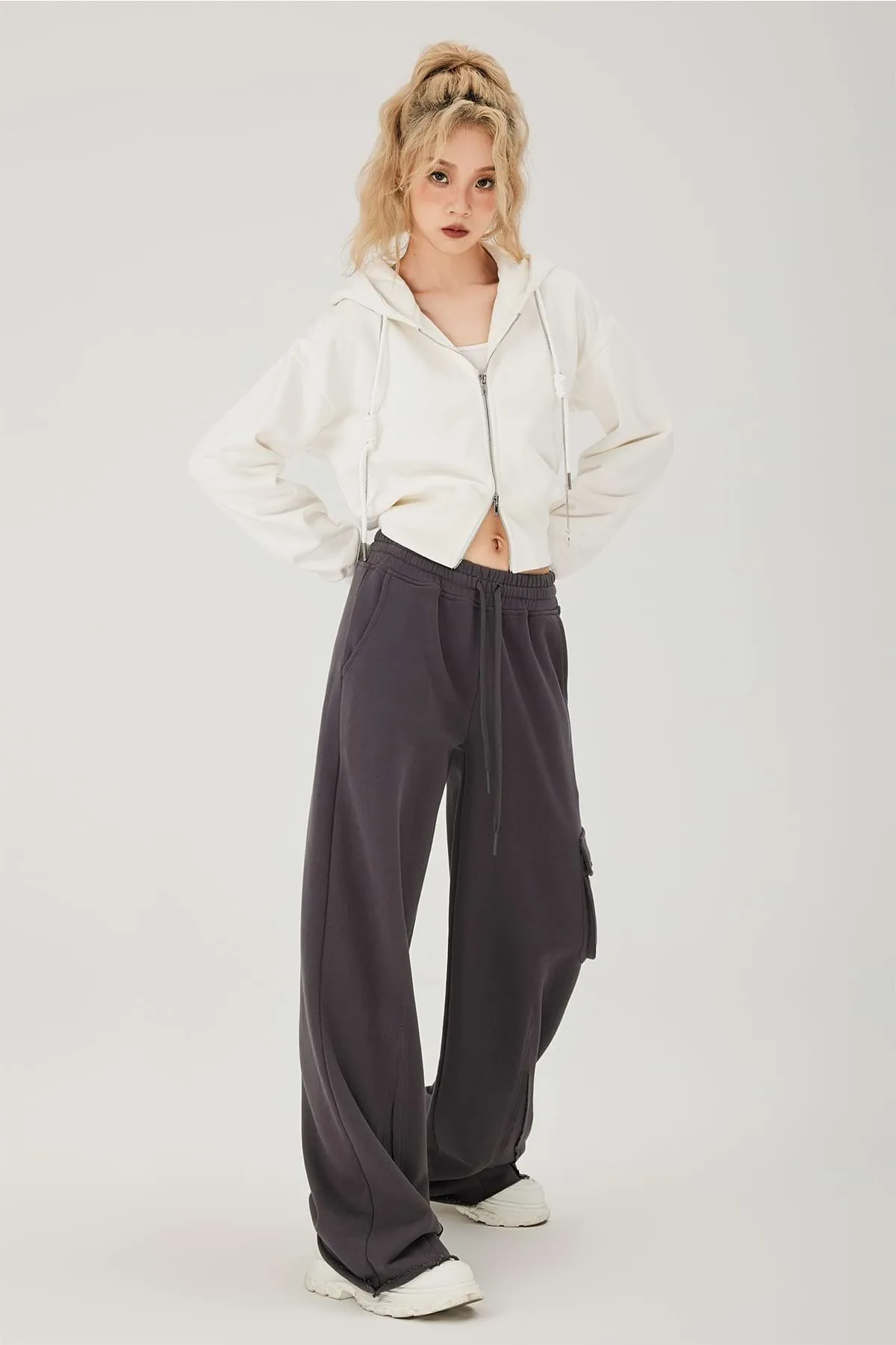 Double Zip Cropped Hoodie