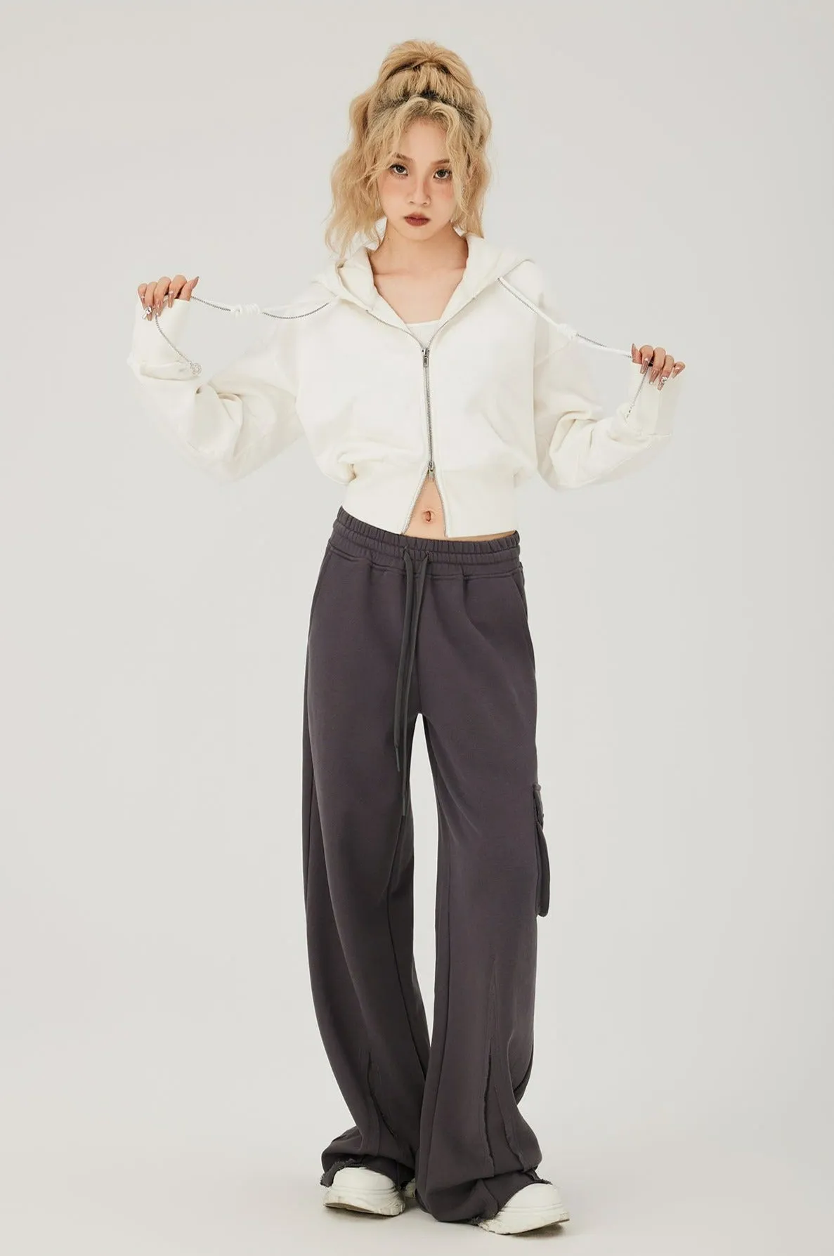 Double Zip Cropped Hoodie