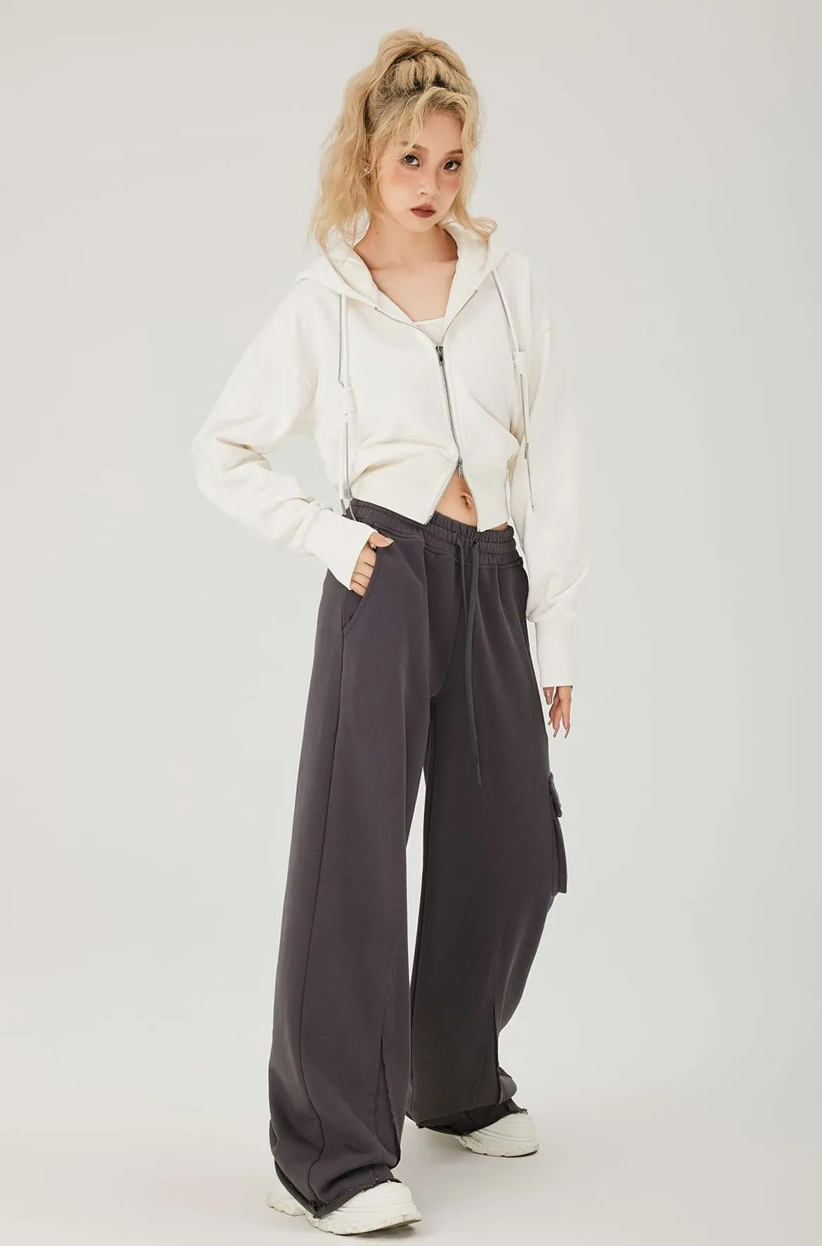 Double Zip Cropped Hoodie