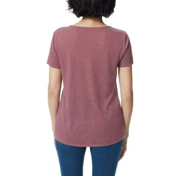 Ella Moss Women's Super Soft Lightweight V-Neck Lace T-Shirt Top