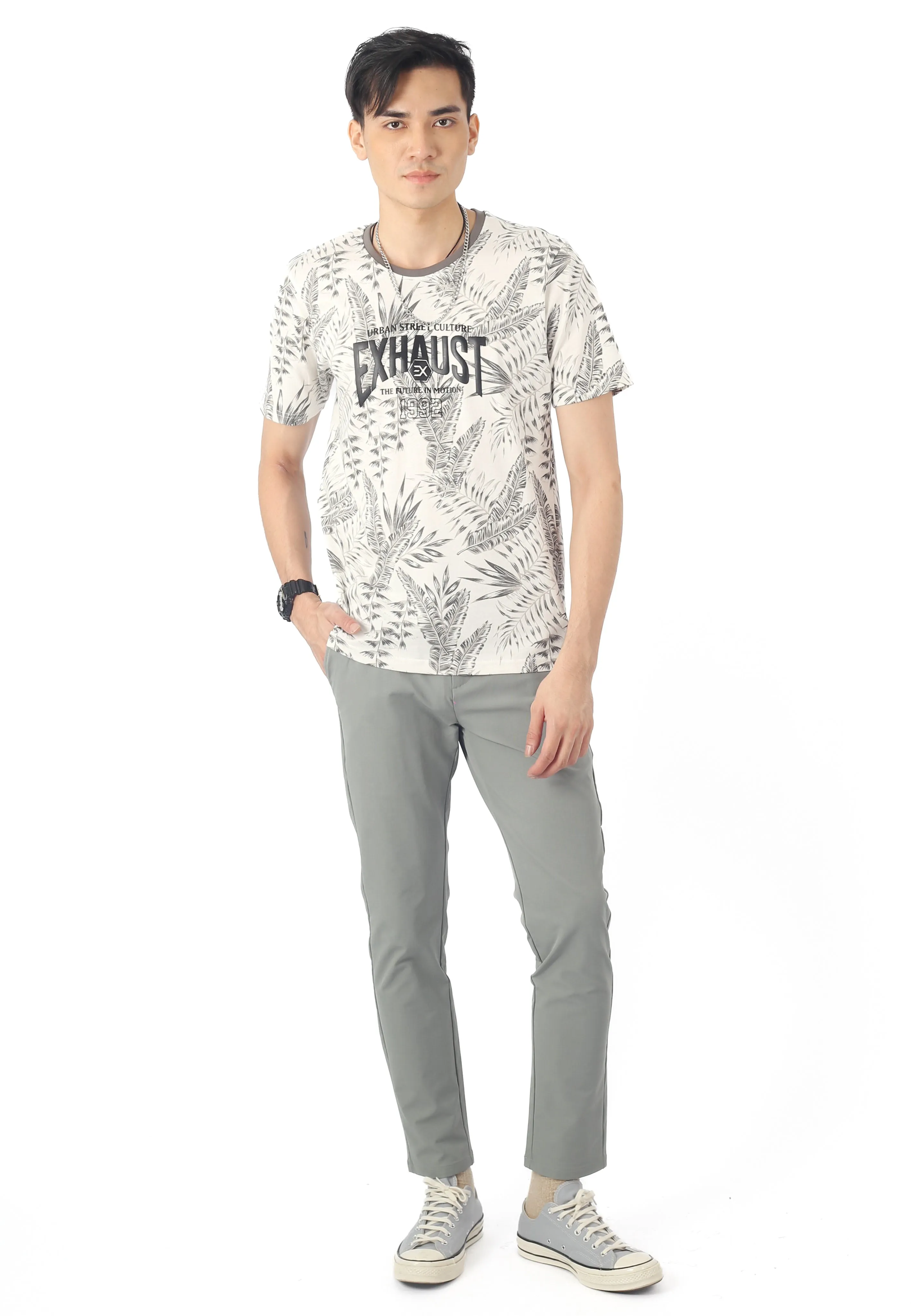 EXHAUST ROUND NECK T SHIRT [FREE CUT] 1684