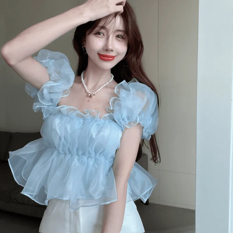 Floral Print Off The Shoulder Chiffon Short T-Shirt