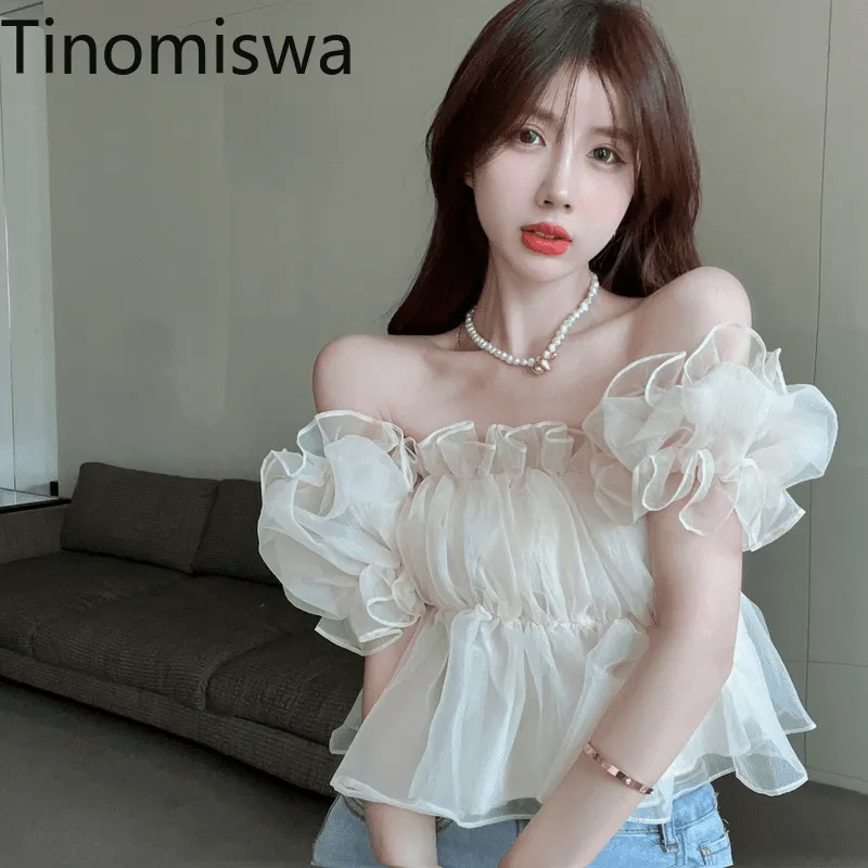 Floral Print Off The Shoulder Chiffon Short T-Shirt