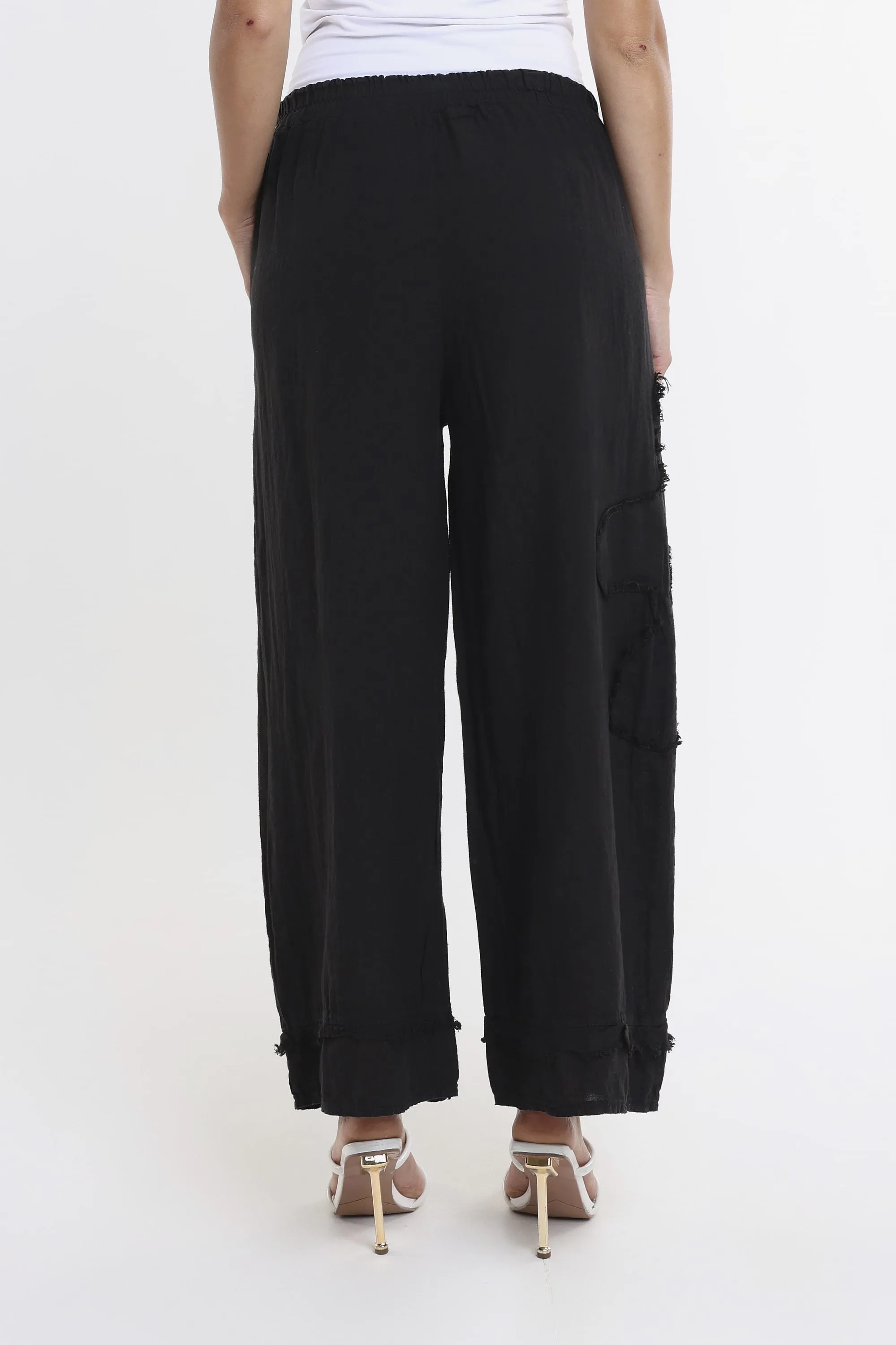 Flower Yvette Raw Edge Linen Pant (PL197F)