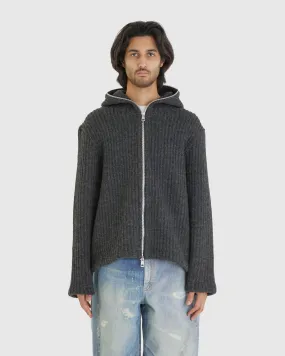 Full Zip Hood Antracite Mega Rib