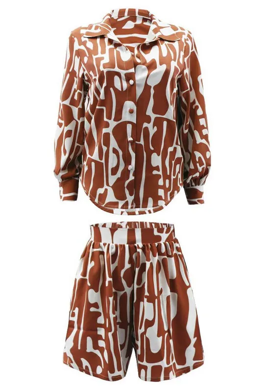 GlamRight 2.0- Brown and White Fashion Short Set