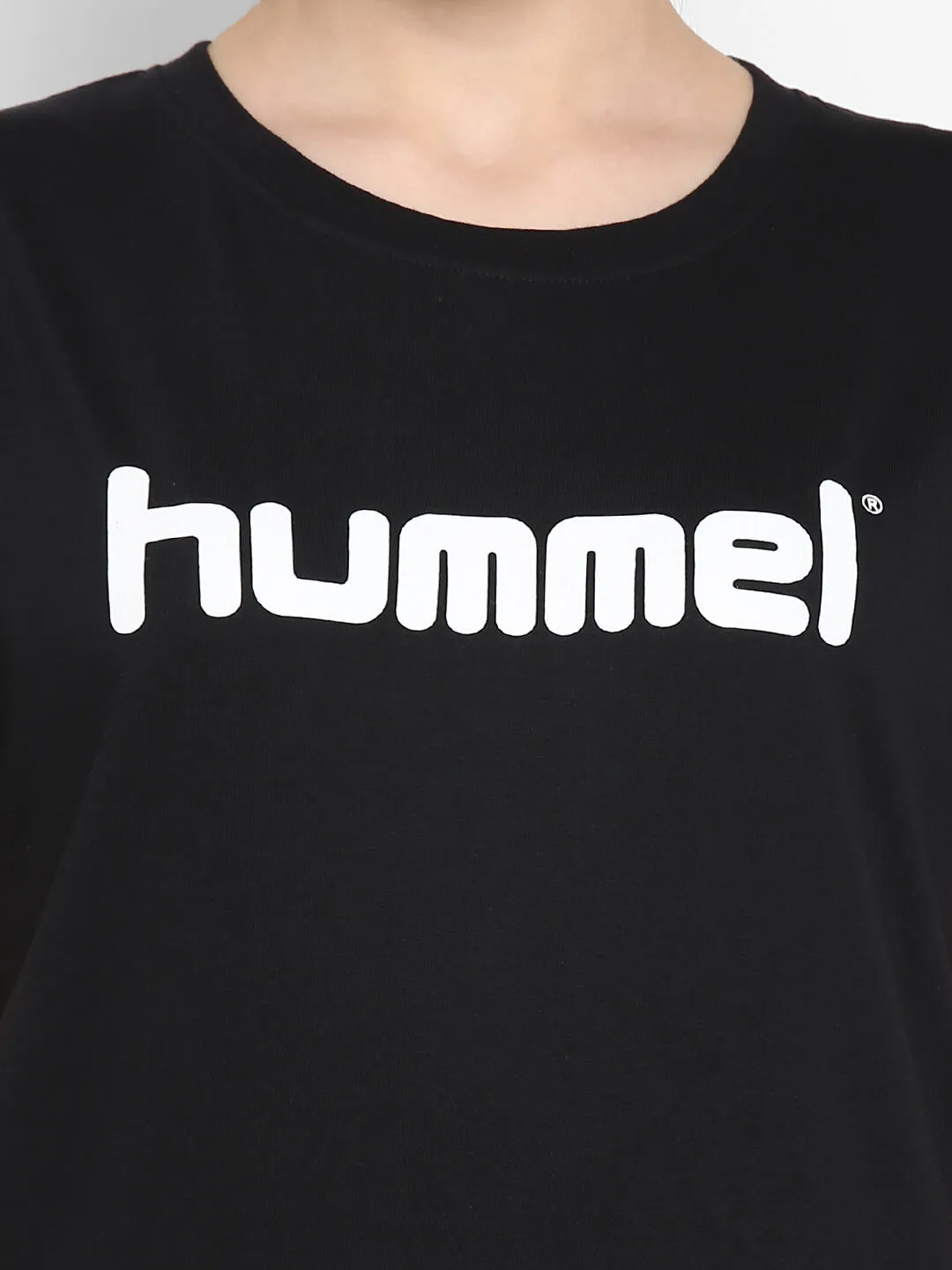 Go Women Cotton Black Logo T-Shirt