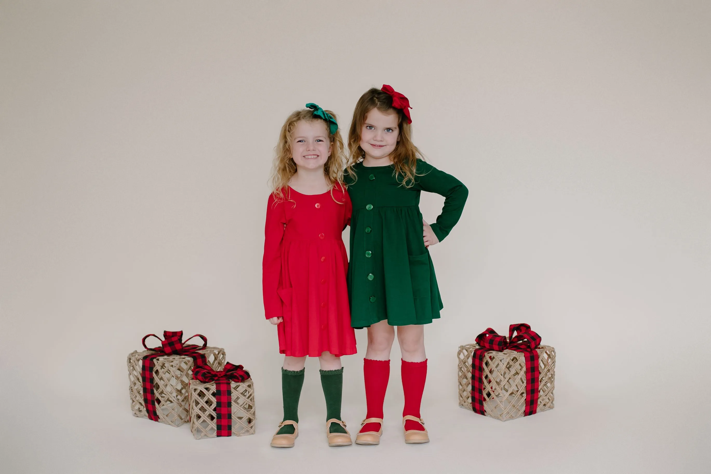 GREEN BUTTONED WITH POCKET TWIRL DRESS