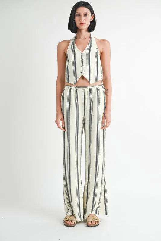 HALTER NECKLINE VEST WITH BACK TIE
