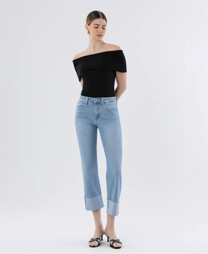High Rise cuffed straight jean - Vervet