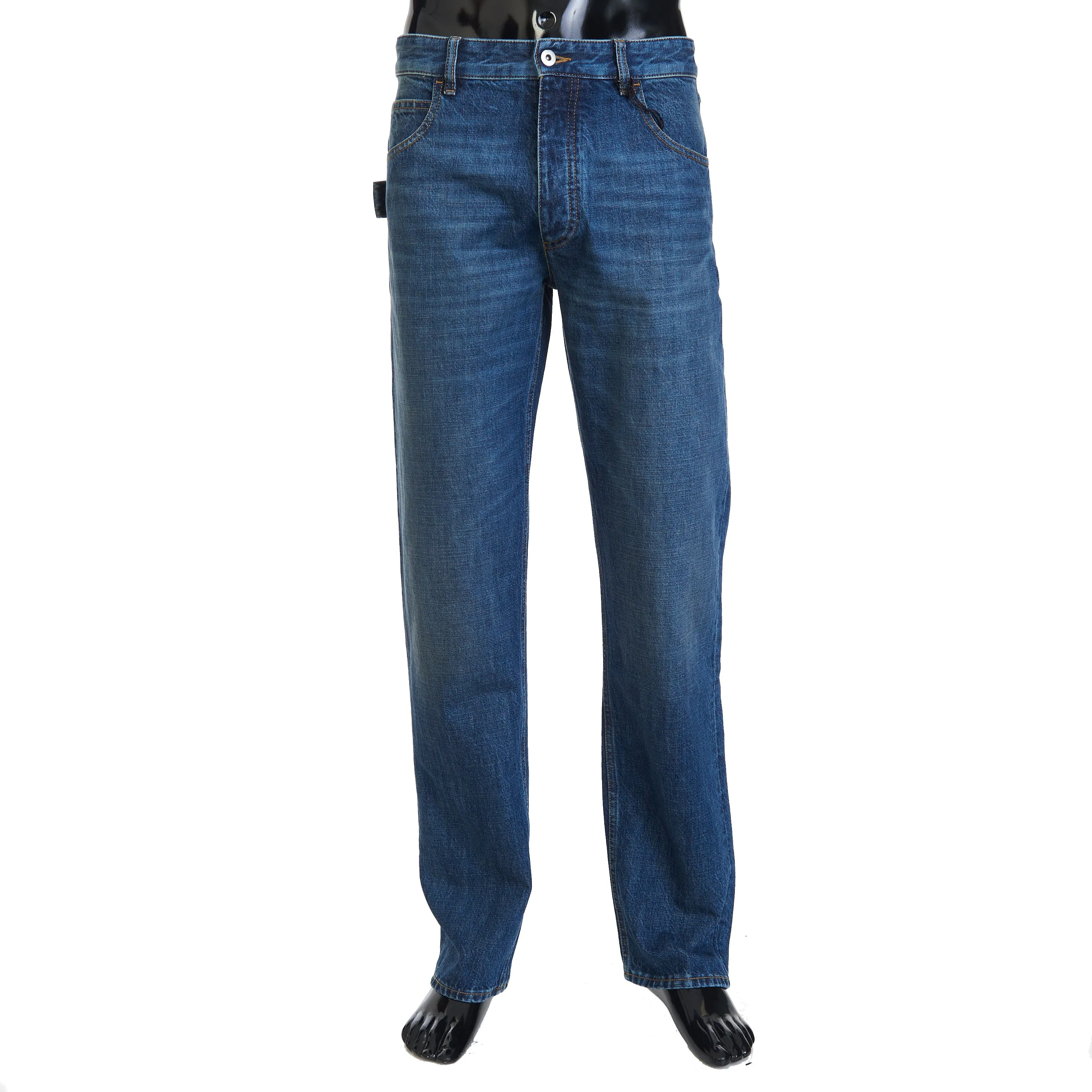 Indigo Blue Medium Washed Straight Denim Jeans