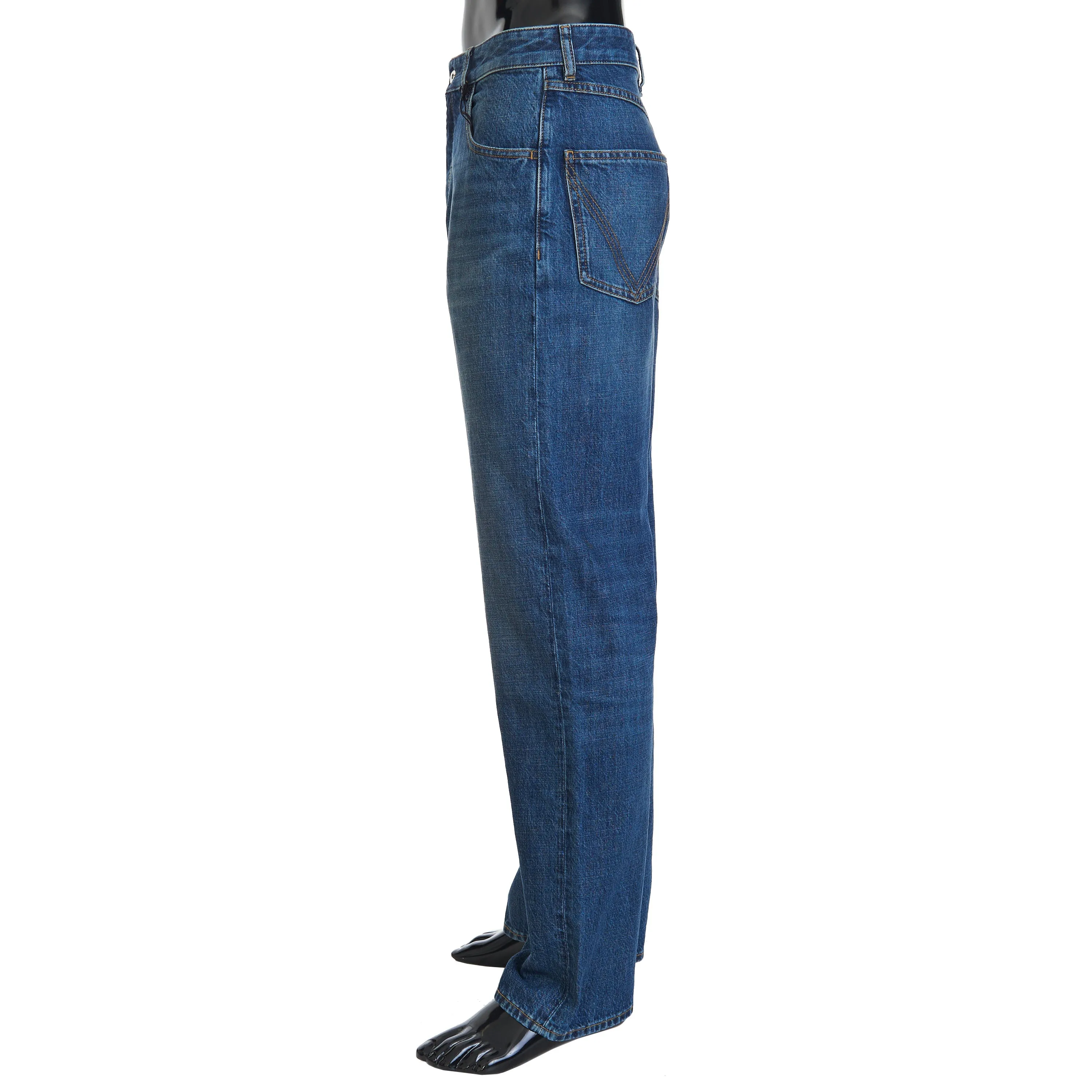 Indigo Blue Medium Washed Straight Denim Jeans
