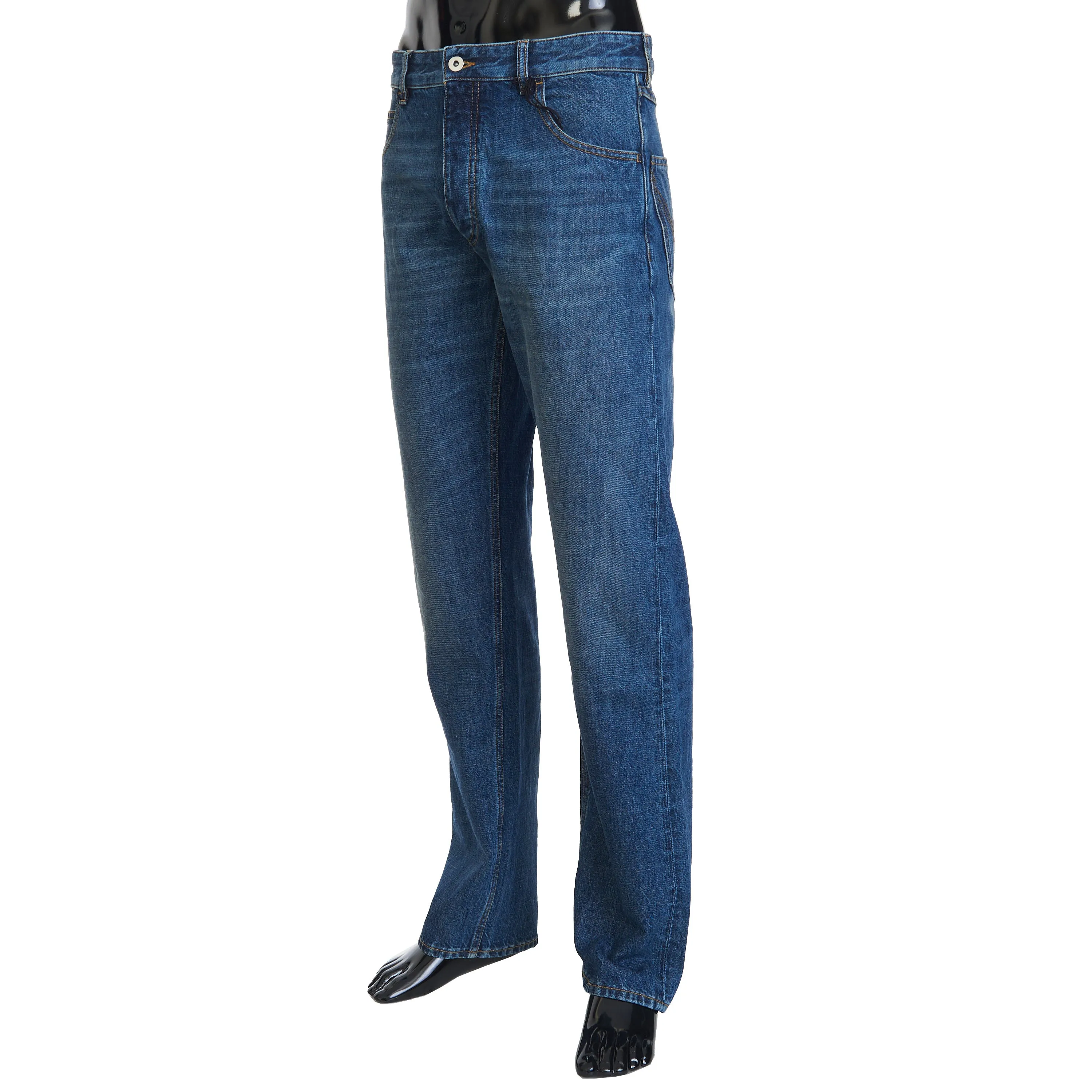 Indigo Blue Medium Washed Straight Denim Jeans