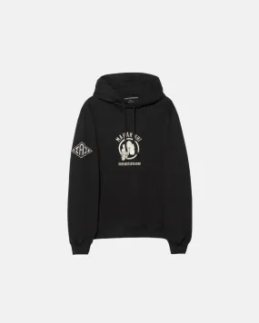Kamon Embroidered Hooded Sweat Organic Cotton Sweat Black