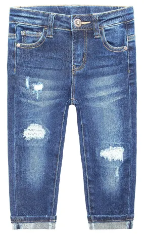 Kids Ripped Holes Patched Fashion Elastic Band Slim Jeans