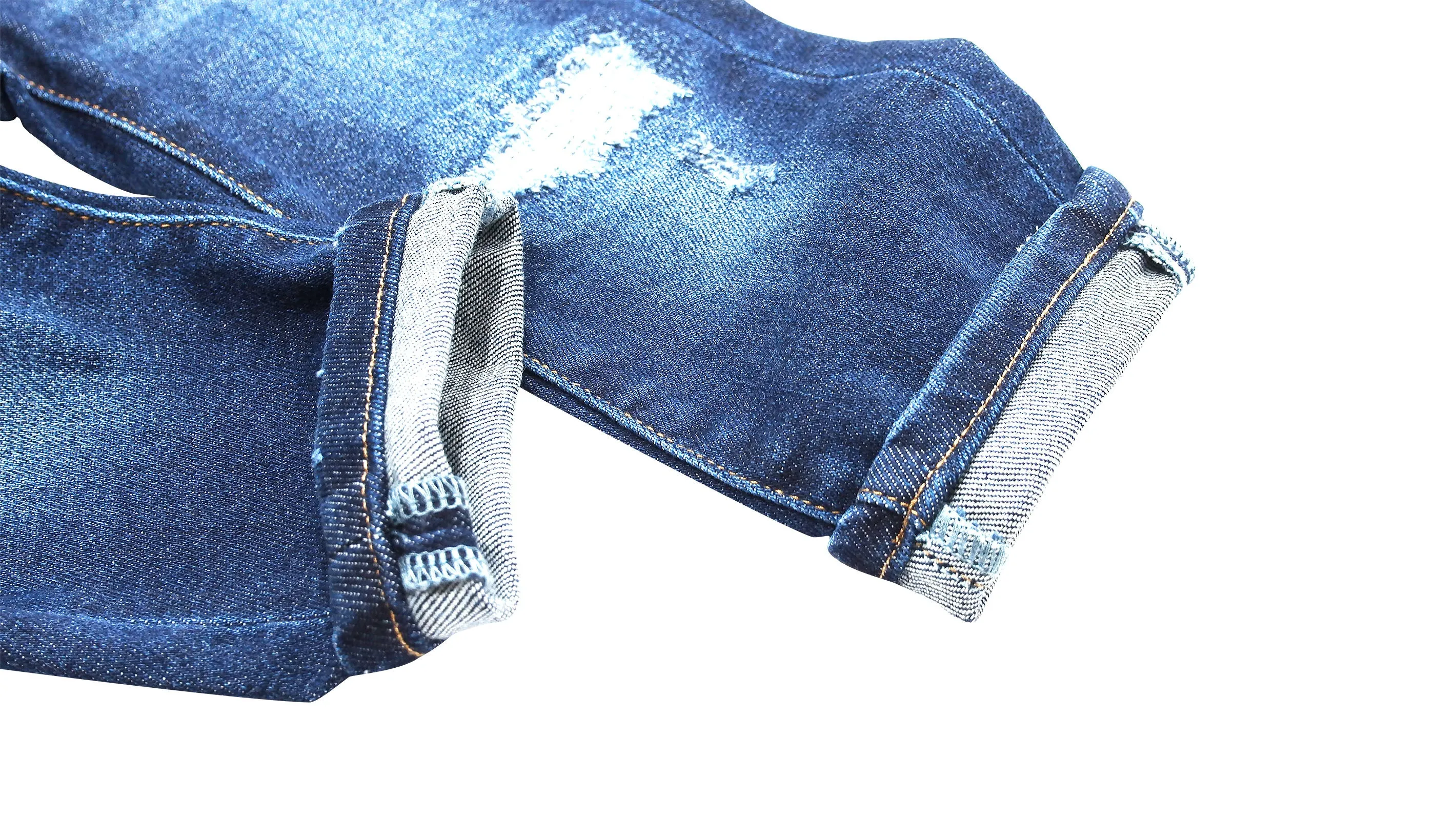 Kids Ripped Holes Patched Fashion Elastic Band Slim Jeans