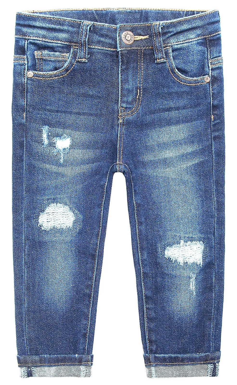 Kids Ripped Holes Patched Fashion Elastic Band Slim Jeans