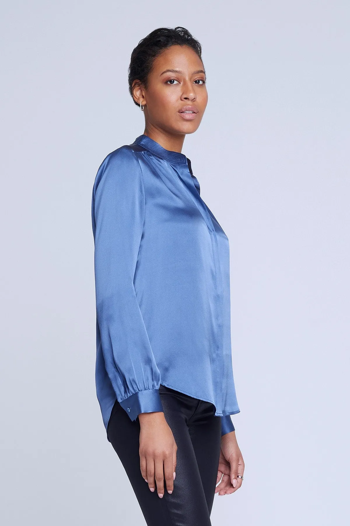 L'Agence Bianca Band Collar Blouse