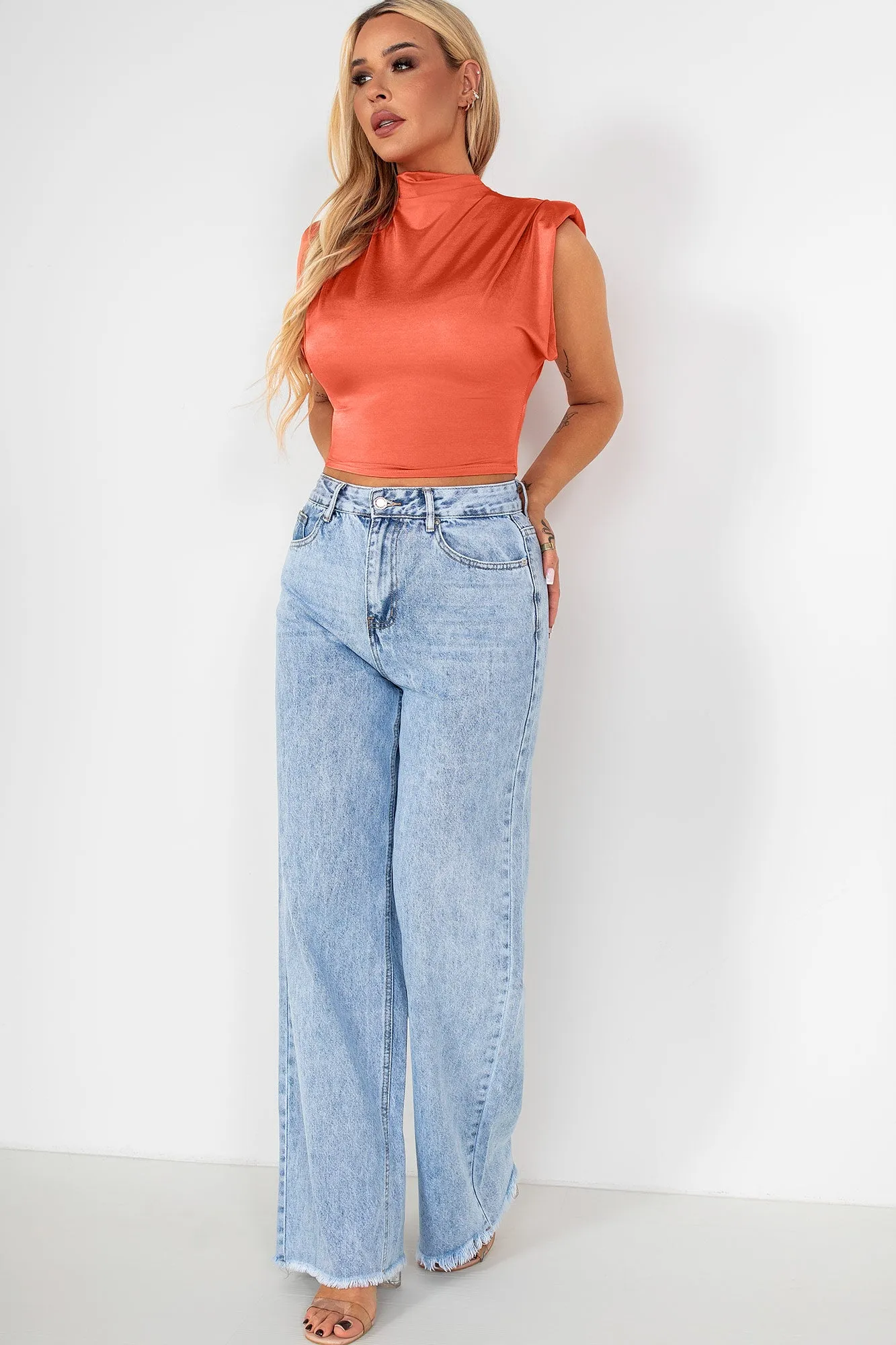 Lainey Orange Slinky Top
