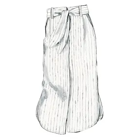 Linen Button Front Skirt