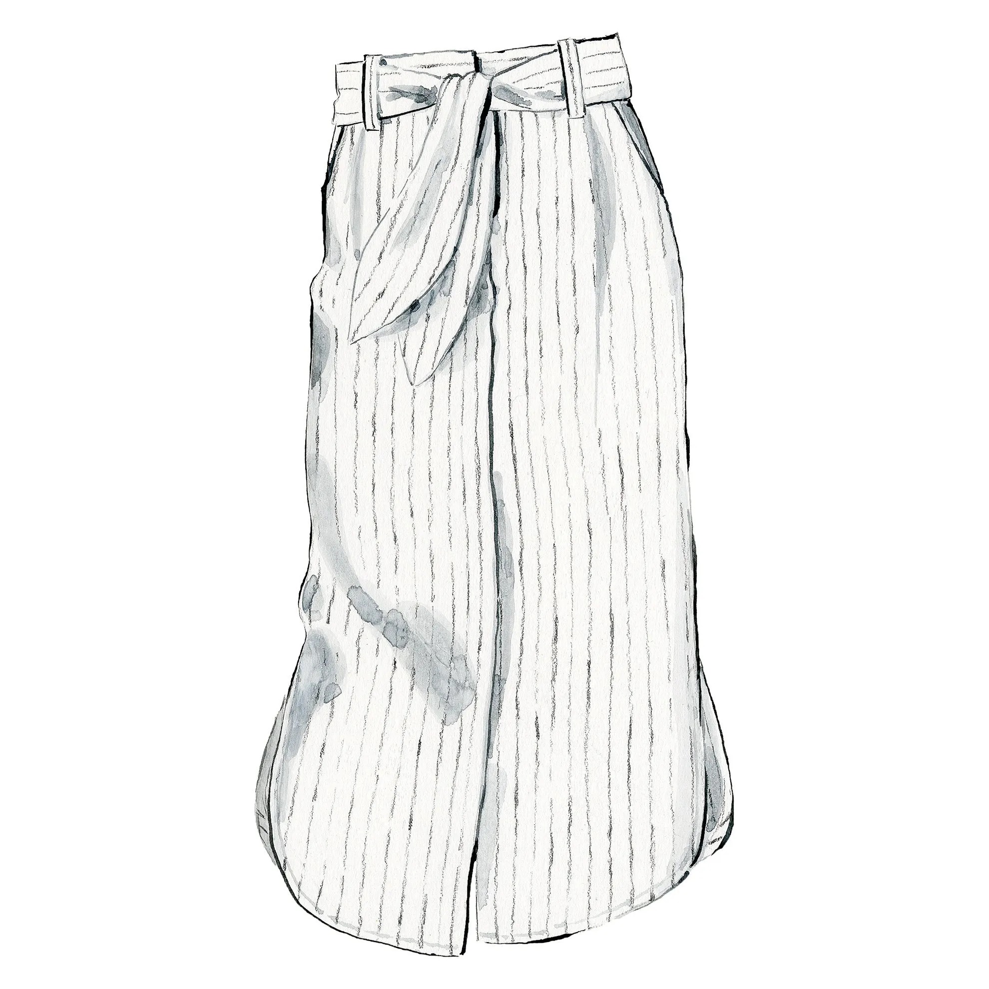 Linen Button Front Skirt