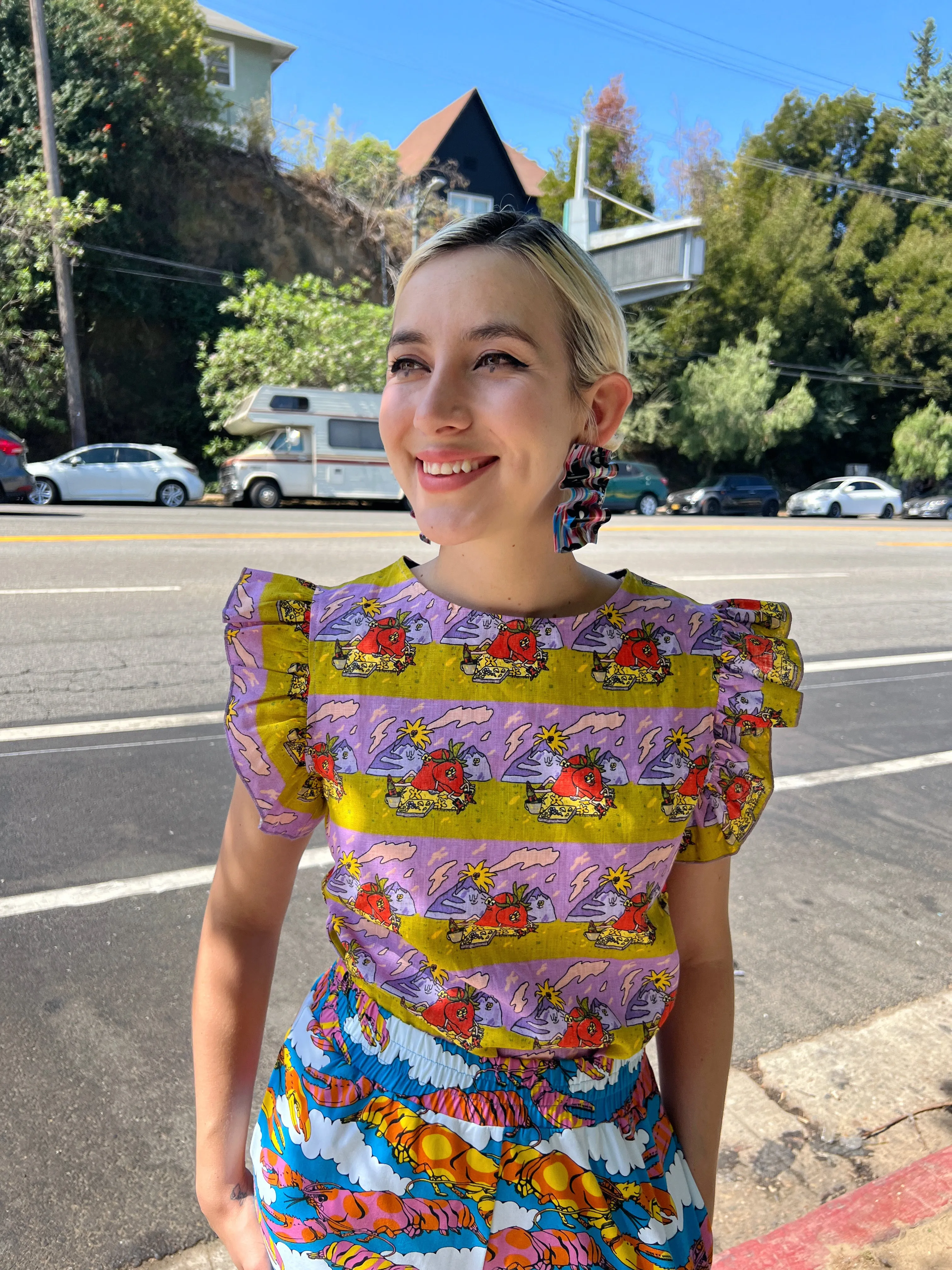 Linen Ruffle Top Jammin