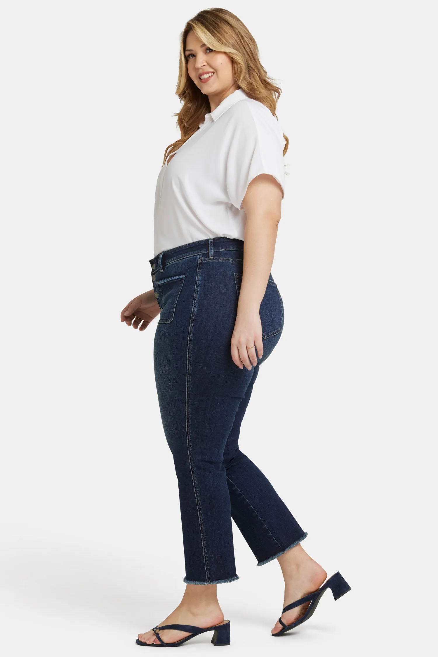 Marilyn Straight Ankle Jeans In Plus Size - Lotus Gardens