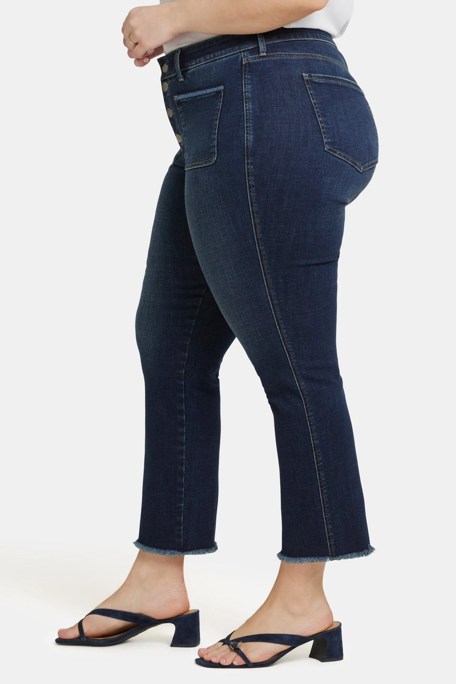 Marilyn Straight Ankle Jeans In Plus Size - Lotus Gardens