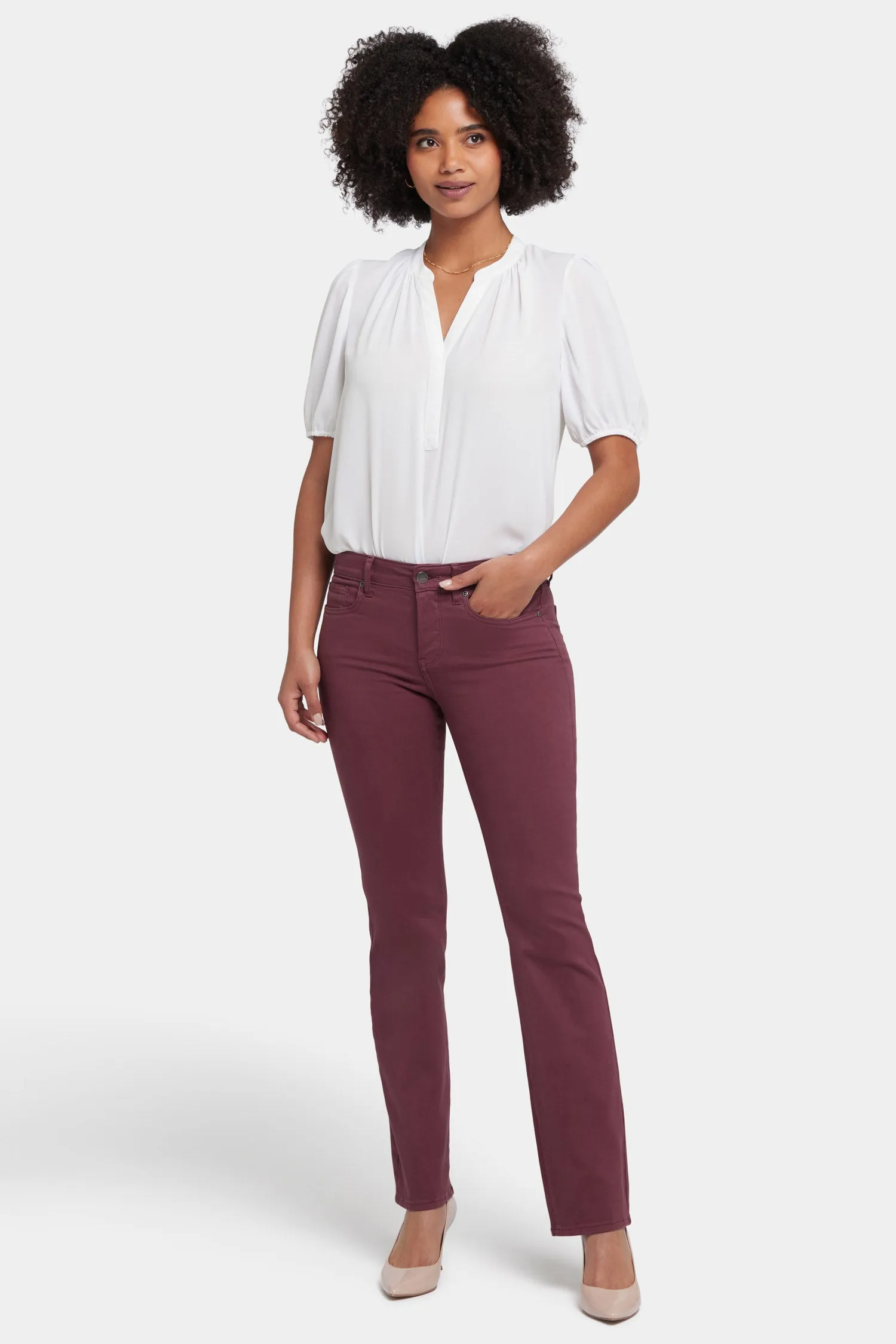 Marilyn Straight Jeans In Petite - Dark Cherry