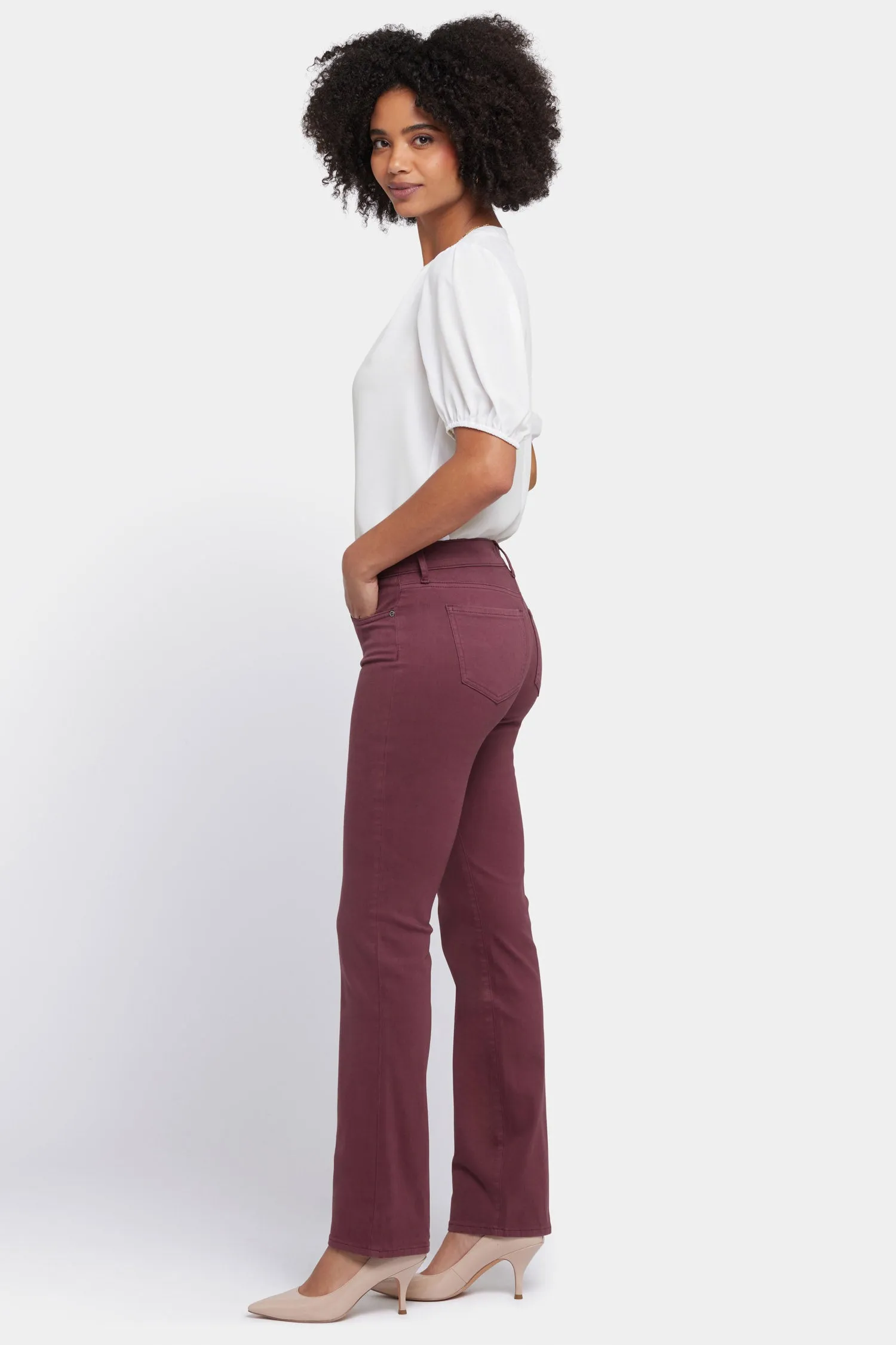 Marilyn Straight Jeans In Petite - Dark Cherry