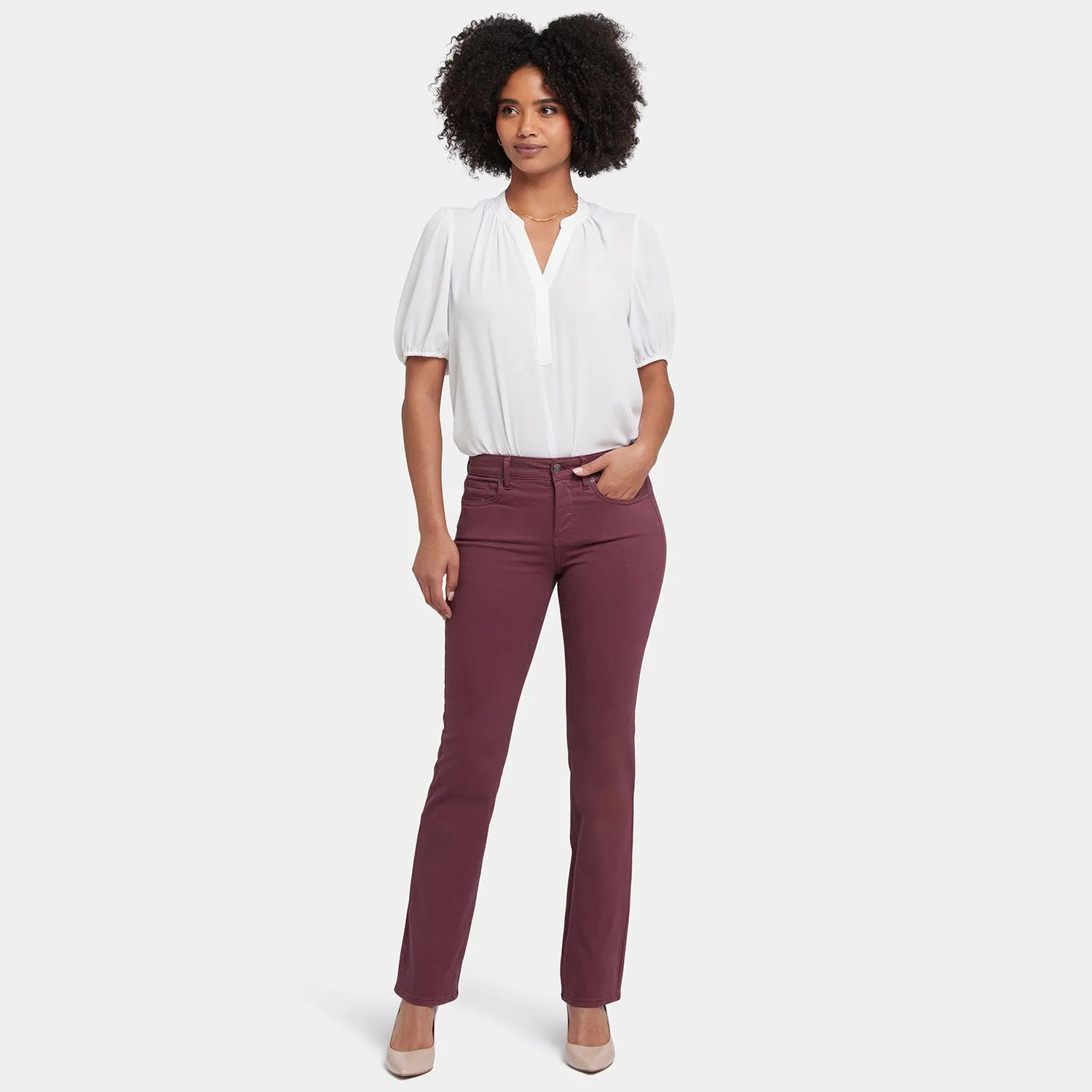 Marilyn Straight Jeans In Petite - Dark Cherry