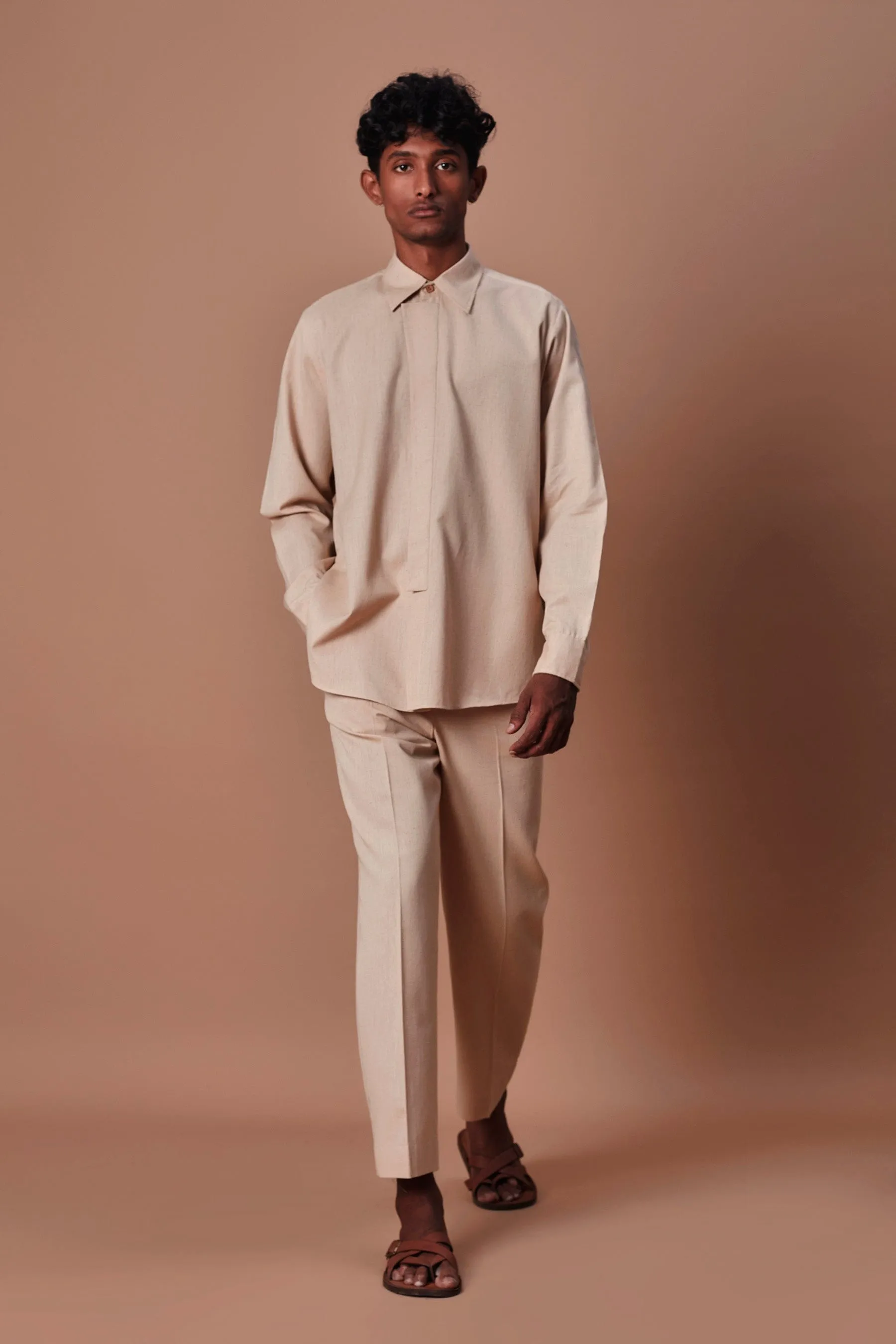 Mati Men's Beige Placket Shirt