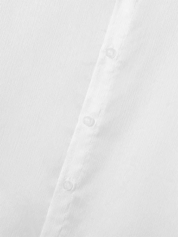 Mens Chiffon Pleated Sheer Long Sleeve Shirt SKUK64523